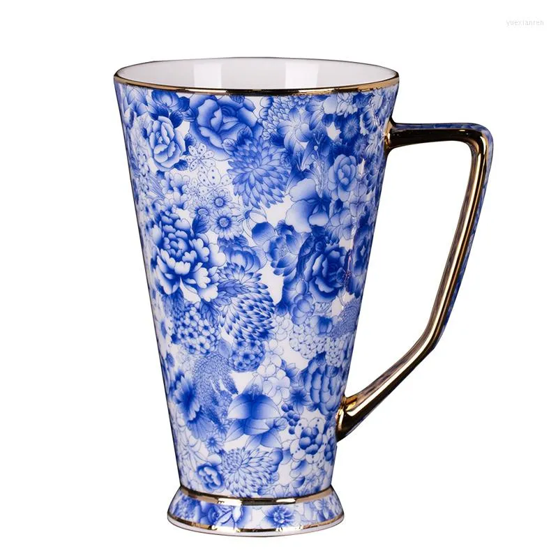 Tazze Piattini 400ml Bone China Tazza da tè in porcellana Jingdezhen Ceramica smaltata King Office Gift Drink Travel Teaware