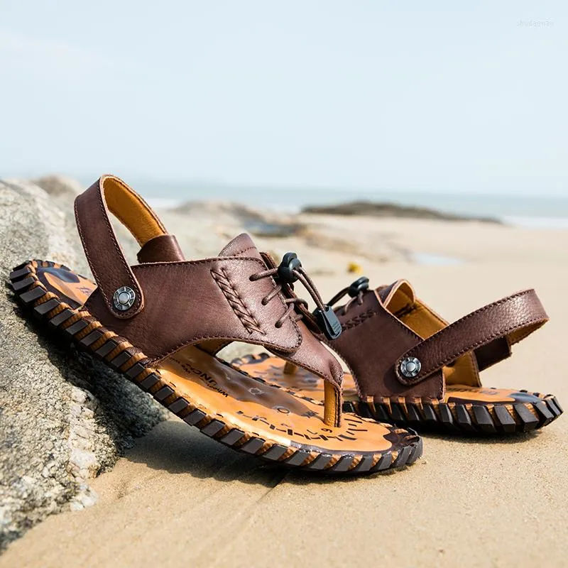 Breathable Leather Safety Sandals Ochi Beach Resort For Men Summer