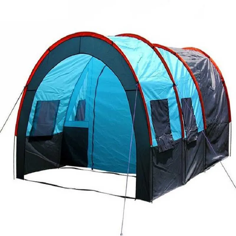 Tents and Shelters 58 Person Big Doule Layer Tunnel Tent Outdoor Camping Family Party Fishing Tourist Tent House J230223