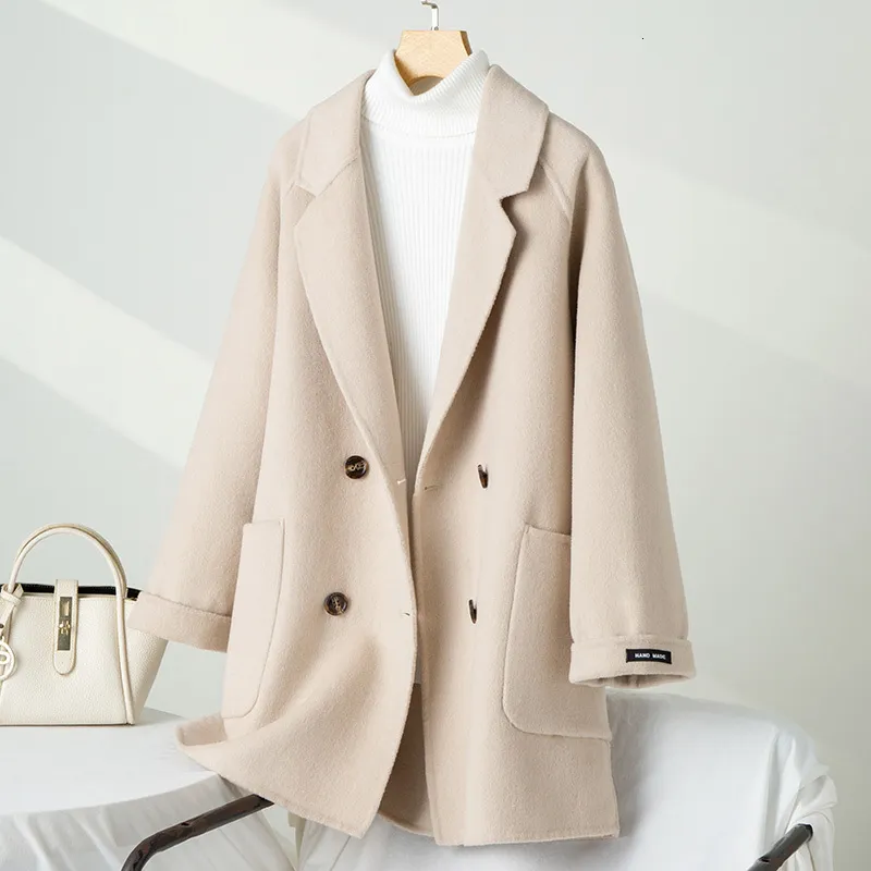 Womens Double Sided Woolen Coats And Jackets For Autumn/Winter Casual  Fashion With Collar, Loose Fit And Double Breasted Design Style #230223  From Mu04, $80.24