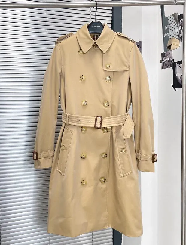 NEW CLASSIC! women fashion middle long trench coat/top quality thick COTTON branded design slim fit trench/ladies trench for spring and autum KENF450 size S-XXL