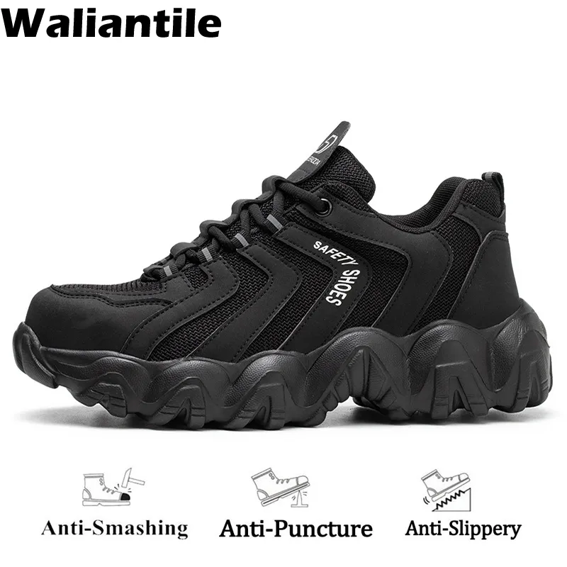 Botas Waliantile Fashion Work Shoes for Men Mulheres Anti-Shashing Aço de Toe Industrial Safety Man Puncture Provo Sneakers Non Slip 230223