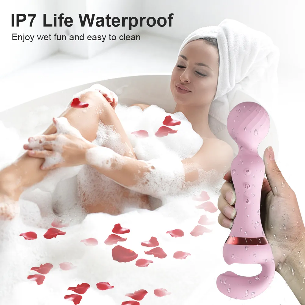 Vibrators Powerful 2 in 1 AV Vibrator Female Magic Wand Clitoris Stimulator USB Recharge 20 Modes G Spot Massa_voghion.com