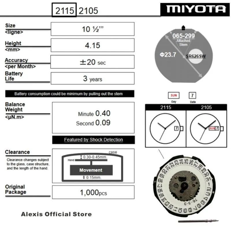 Miyota 2115 top quartz movement