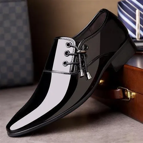 Dress Shoes Men Pointed Toe Lether Shoes Man Business Formal Shoes Male Glossy Casual Wedding Shoes Plus Size Zapatos Hombre Casuales 230223