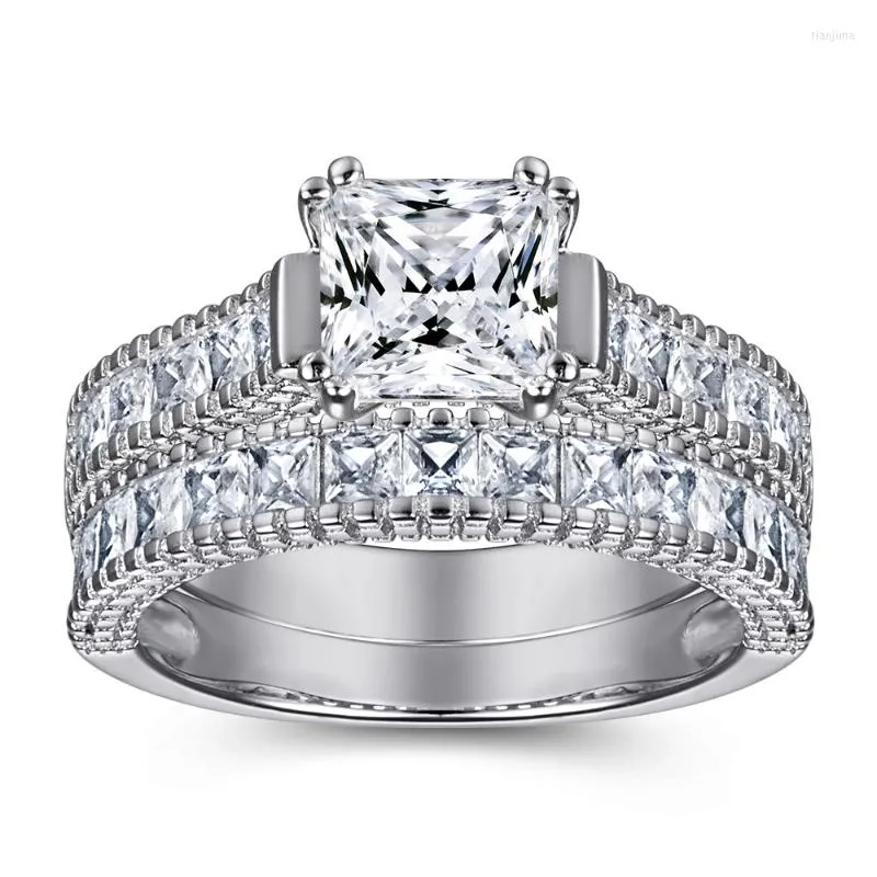 حلقات الكتلة الأمراء 1.2 د اللون Moissanite 925 Sterling Silver Wedding Ring Sets Engagement Band Jewelry Vintage Design for Women