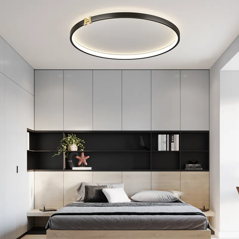 Ceiling Lights Modern Lamp Black Round 3 Colors LED Dimmer Home Decor Office El Bed RoomCeiling