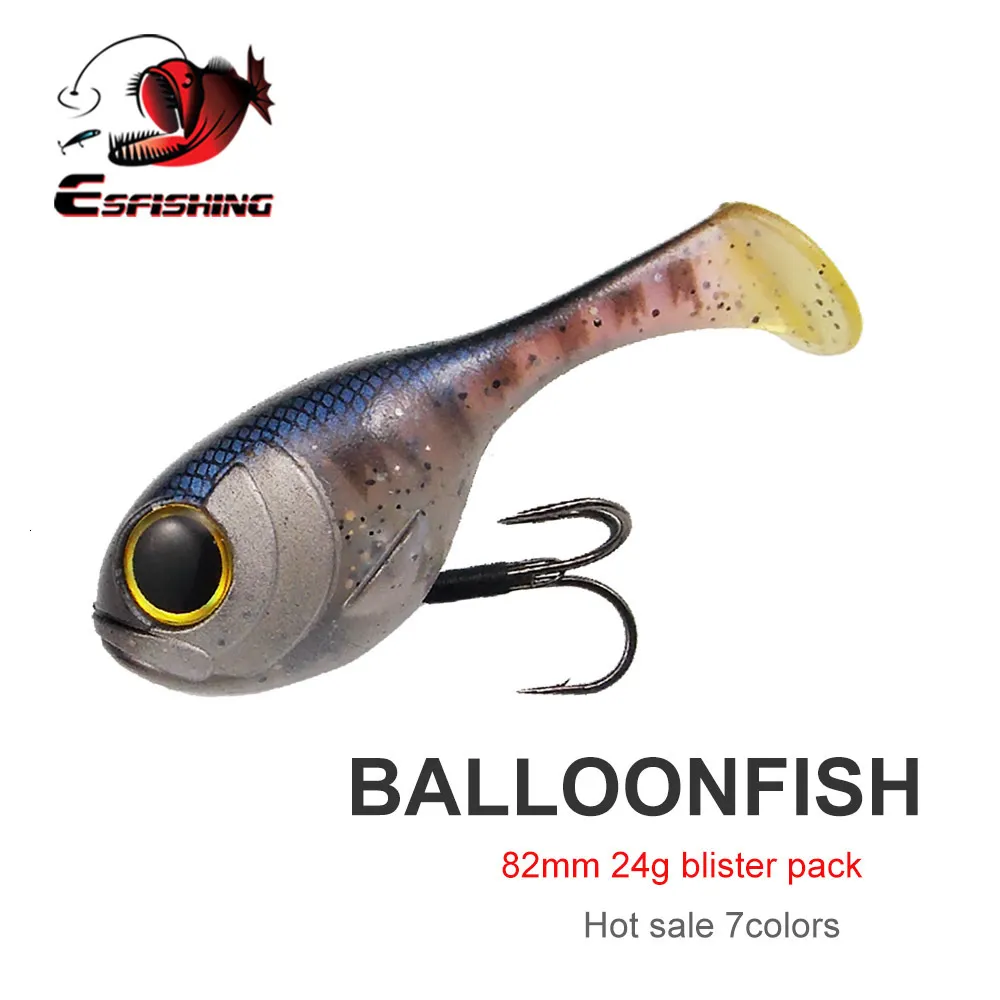 Appâts Leurres ESFISHING Balloonfish 82mm24g 1 pièces appât souple en Silicone Deraball avec crochet de qualité Pesca leurre de pêche artificiel 230223
