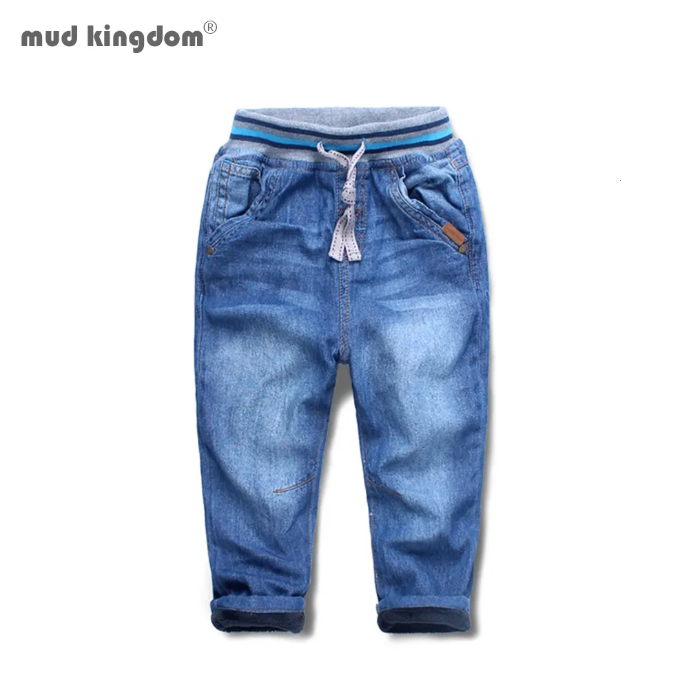 Jeans Mudkingdom enfants jean cordon pantalon automne hiver polaire chaud Denim pantalon pantalon décontracté pour garçons mince mode vêtements 230223