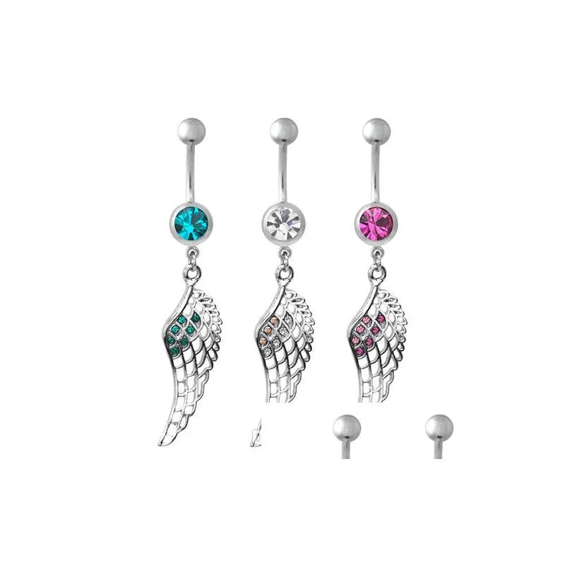 Navel Bell Button Rings D0502 Wing Mix Colors Belly Ring Drop Delivery Jewelry Body Dhgarden Dhmdq