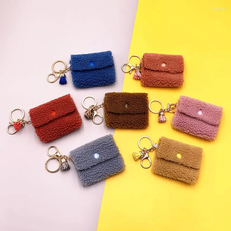 Keychains 10pcs/lot Fashion Jewelry Coin Purse Plush Key Ring Girls Bag Decorations For Women Accessories