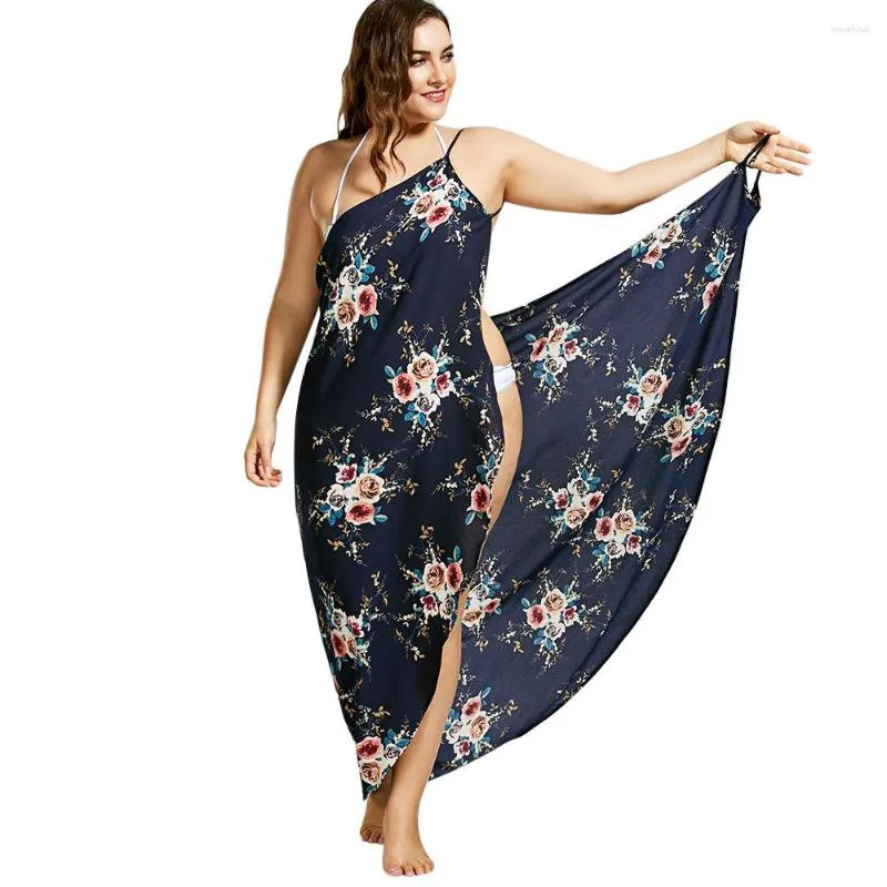 Kvinnors badkläder plus storlek bikini täcker sexig sommar baddräkt halsduk wrap sarong kjol maxi klänning strand baddräkt strandkläder