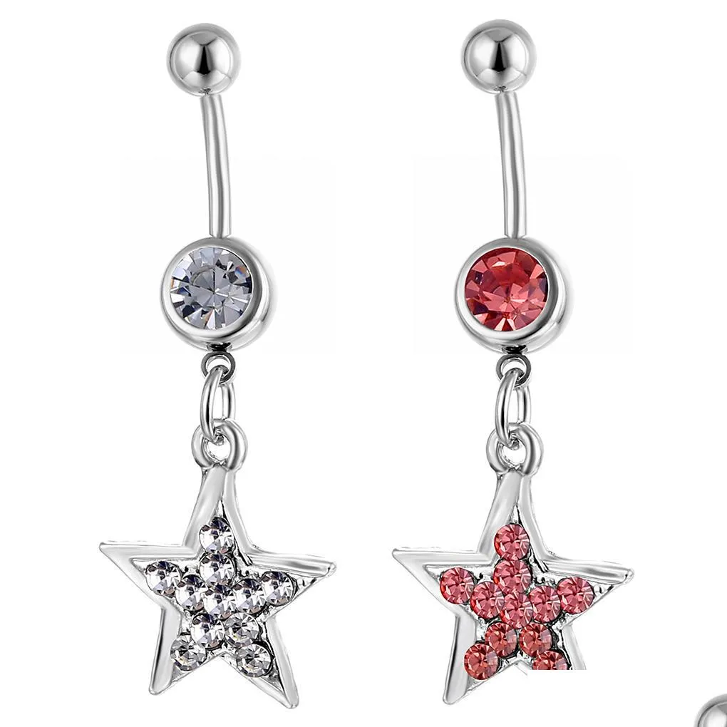 Nombril Bell Button Rings D0362 Star Belly Ring Mix Colors Drop Delivery Jewelry Body Dhgarden Dhfqx