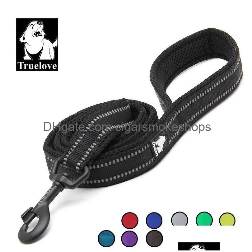 Dog Collars Leashes Truelove Soft Padded Mesh Leash Reflective Nylon Walking Training Leads Stock Running Pet 5 Color 110Cm 1020 D Otanm