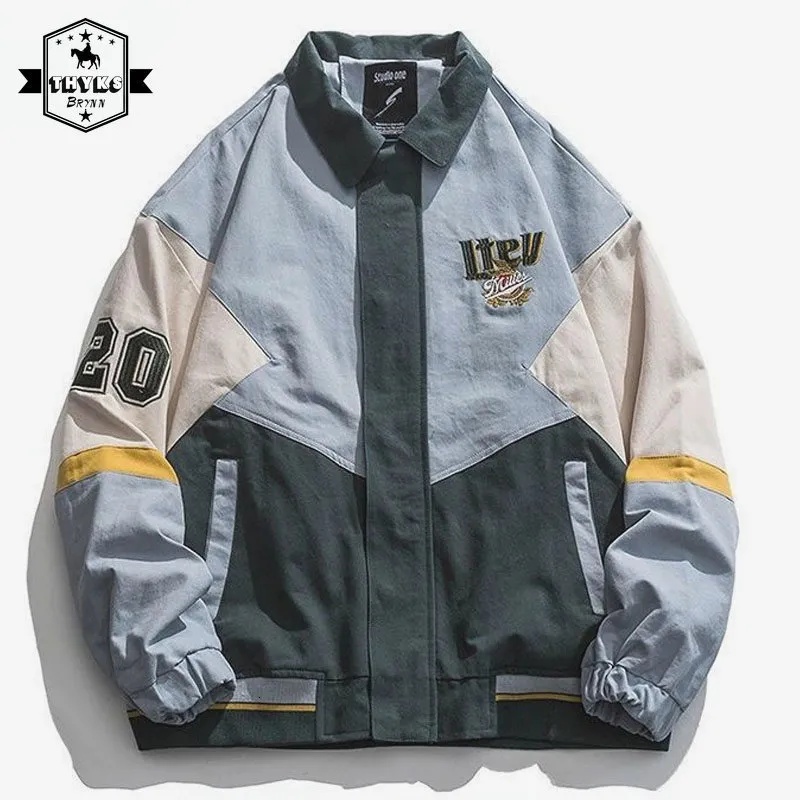 Giacche da uomo American Street Uomo Bomber Ricamo Contrasto di colore Giacca allentata Cappotto pilota Primavera Autunno Hip Hop Moda coreana Unisex 230223