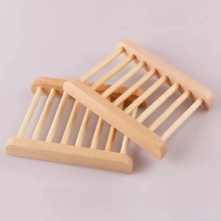 50pcs 11.5*9cm All-Match Natural Bamboo Soap Dishes Wood Soaps Tresent Holder Rack Plate Boiner for Bath Shower Bather