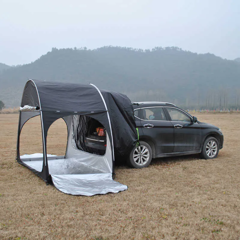 Tents and Shelters Black SUV Car Rear Extension Tent Bicycle Storage Outdoor Camping Multipurpose Large Space Oxford Silver Coated Waterproof Tour