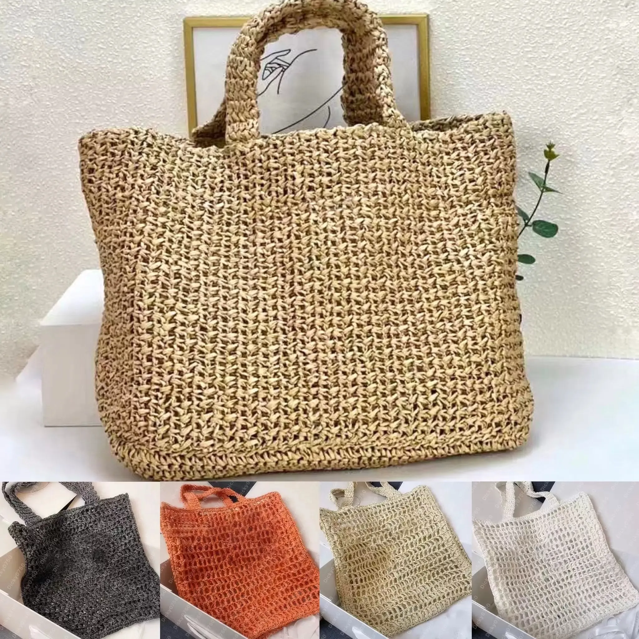 Designer raffia shoulder bedding bag tote women beach bags luxury handbags Mesh breathing bags Woven Shopping Summer Straw Microfiber Embroidered