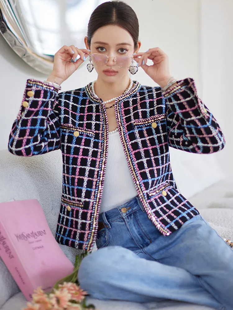 Elegant Tweed Jacket Womens - Autumn Winter Casual Coats