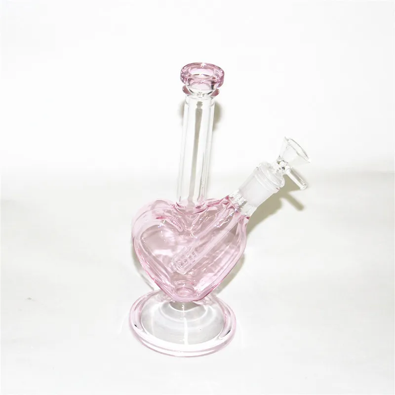 narguilés 9 pouces en forme de coeur en verre dab rigs eau bongs pour vente en gros conduites d'eau à bulles avec bol de 14 mm récupérer les capteurs de cendres bol en verre d'herbe de coeur