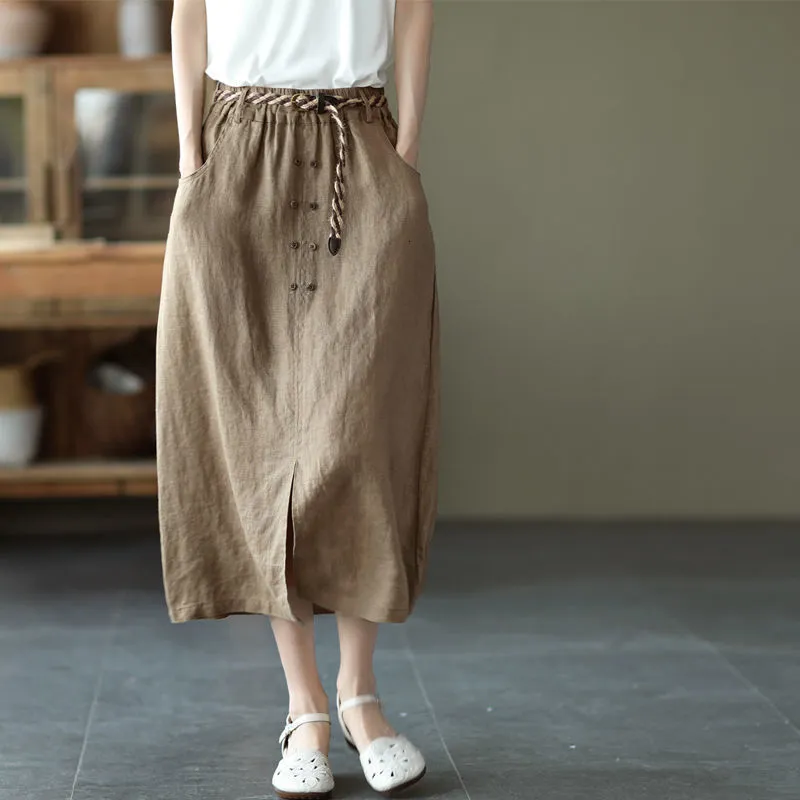 Skirts Hemp Material Elegant Dresses for Women Clothing Skirt Long Summer Woman Preppy Style Japanese Fashion Y2k Lolita 230223