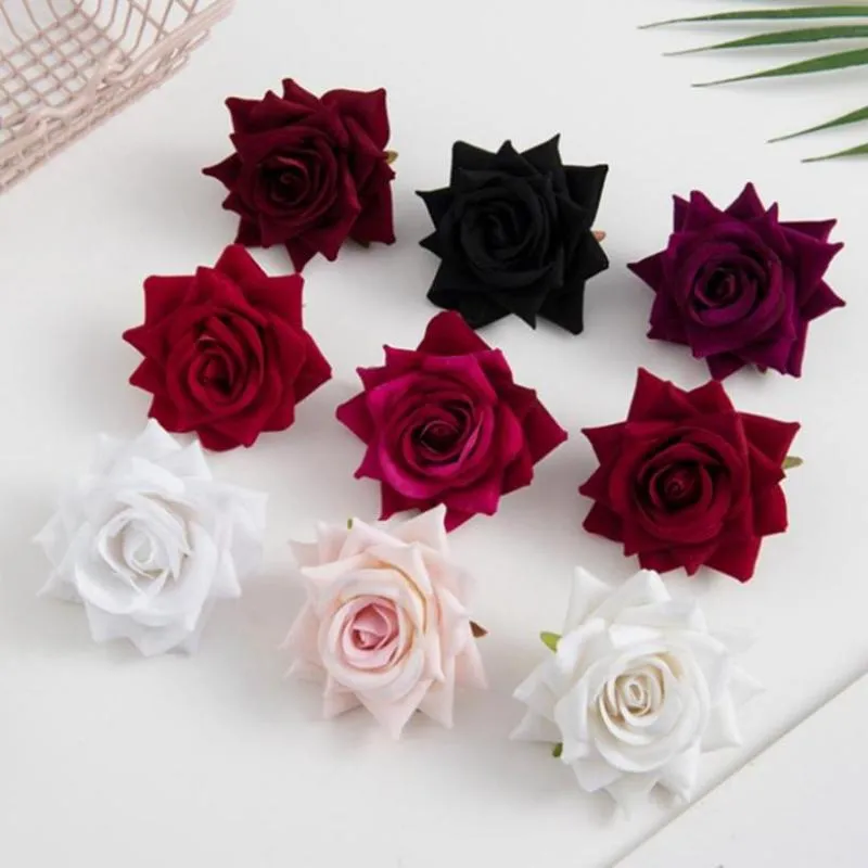 Dekoracyjne kwiaty wieńce 100 sztuk Flannel Róż Róże DIY Scrapbooking Bridal Corsage Akcesoria na ślub Dom Dekorowanie A