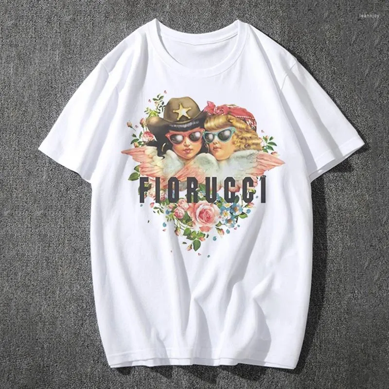 Camisetas femininas Fiorucci Baby Angel Graphic Tshirts Summer Fashion Classic Estética TShirt Women Men Kawaii Clothes Creative Couple