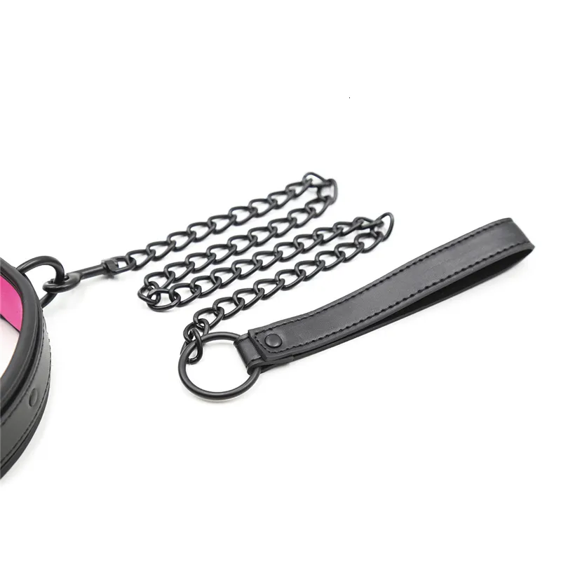 Läder bdsm halsband med koppel för vuxna bondage leksaker_voghion.com