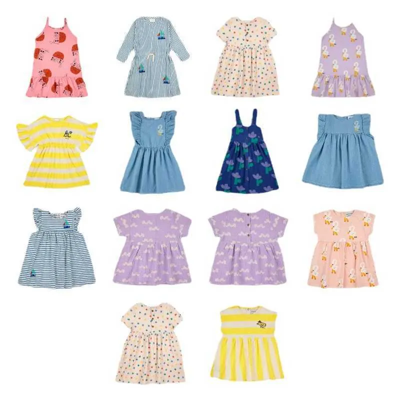 Girl's Dresses Girls Dress 2023SS Spring and Summer Kid Shortsleeved Cartoon Pattern Print Suspender Dress Princess Ins Children's DRESS Z0223