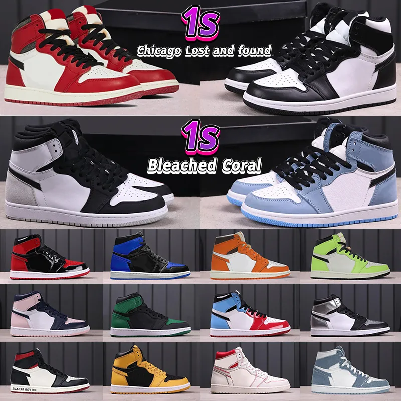 Hommes jumpman 1 1s chaussures de basket brevetées Chicago Lost and found Starfish Varsity Red University Blue noir blanc Bleached Coral baskets de sport pour femmes