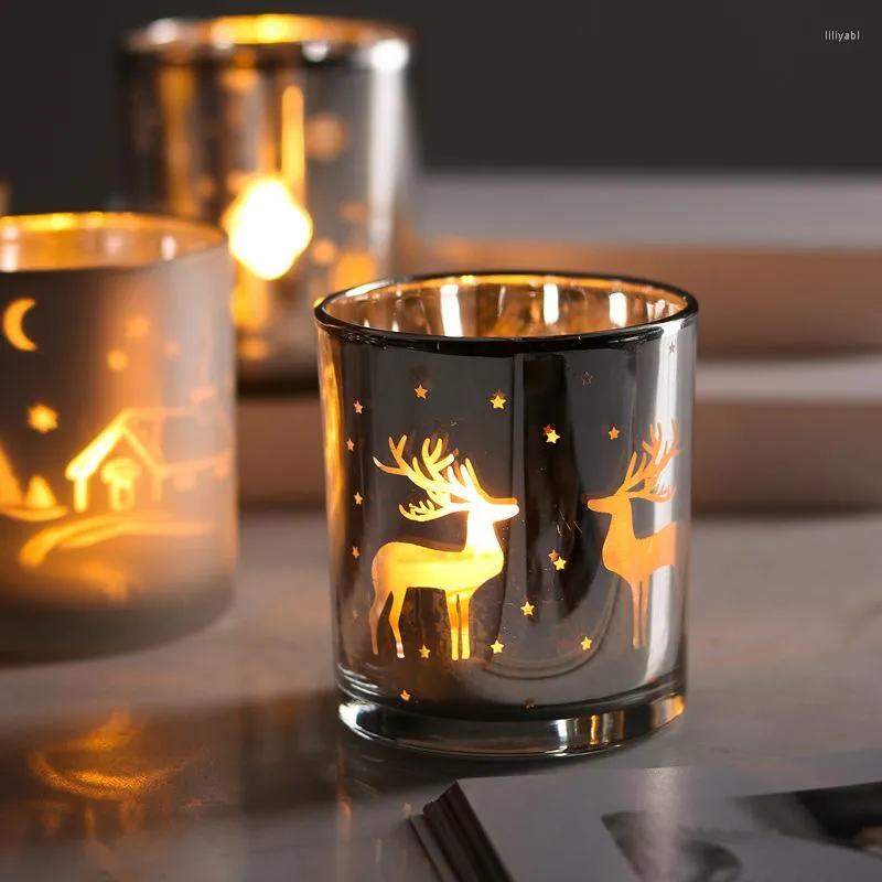 حاملي الشموع 2023 سنة 1pc حامل زجاجي واضح Tealight Stand Candlestick ديكور الحلي الأوروبية المنزل