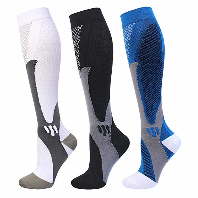 5PC Chaussettes Bonneterie Courir Hommes Femmes Chaussettes De Compression Pour Football Anti Fatigue Soulagement De La Douleur 2030 Mmhg Noir Chaussettes De Compression Fit Pour Sport Chaussettes Z0221