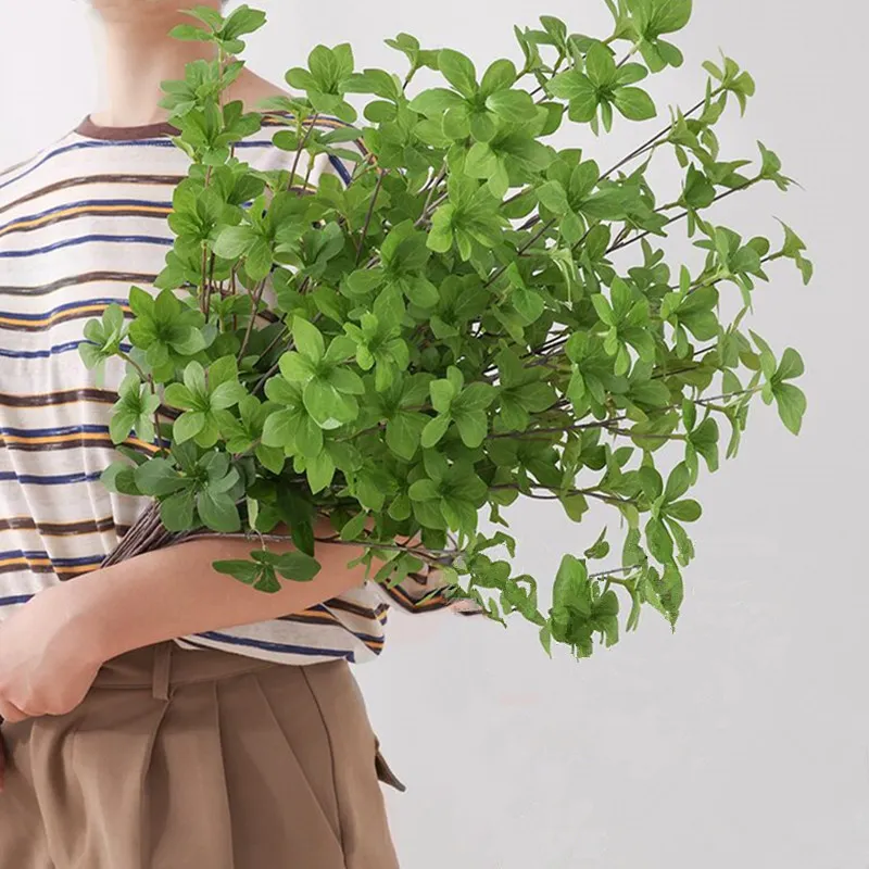 Elegante künstliche Blume, grüne Pflanze, mehrblättriger Sieben-Sterne-Blattzweig, 110 cm Höhe, für Heimdekoration, Tischdekoration