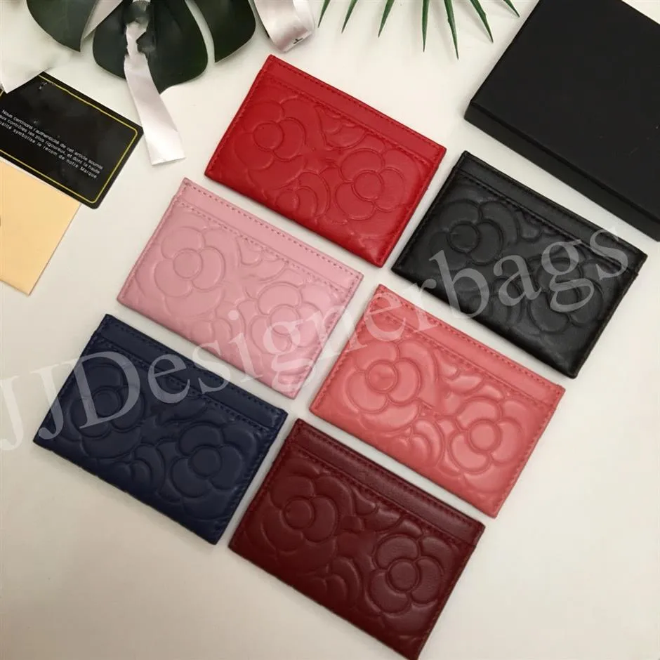 2021 Porte-cartes en cuir de haute qualité de luxe pour hommes et femmes, étui à motif de fleurs, portefeuille Caviar en peau de mouton, porte-monnaie designer274Q