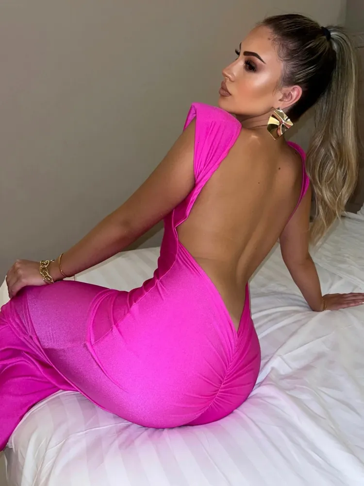 Sukienki swobodne Mozision Sexy Backless Maxi for Women Suknia Letnia okrągła szyja