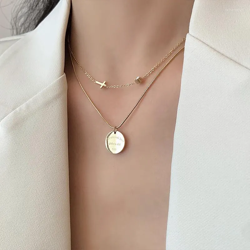 Hangende kettingen dierbare life persoonlijkheid asymmetrische ketting goodluck brief titanium stalen sleutelbeen ketting voortreffelijke accessoires