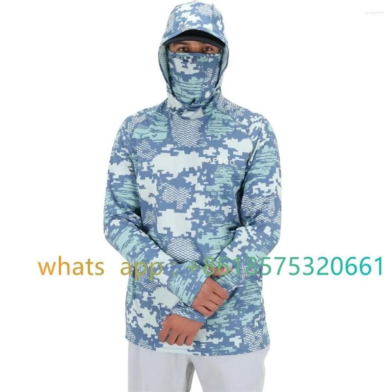 Jacht Jassen Aftco Vissen Hoodie Shirt Voor Mannen En Vrouwen Lange Mouw Wandelen Met Masker Uv Halsbeenkap Top3337