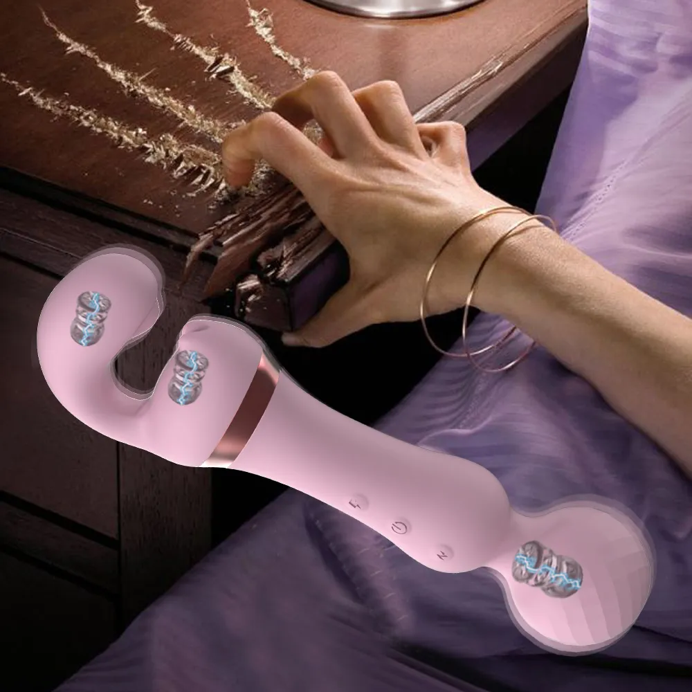 Vibrators Powerful 2 in 1 AV Vibrator Female Magic Wand Clitoris Stimulator USB Recharge 20 Modes G Spot Massa_voghion.com