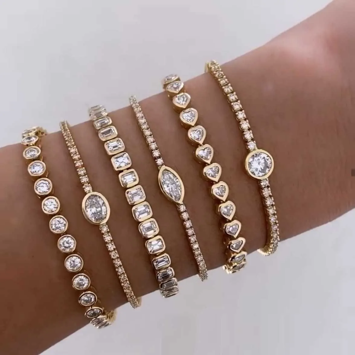 Lien Chaîne Iced Out Bling Mode Femmes Bijoux Géométrique Mince Mince 2.5 MM CZ Tennis Chaîne Femmes Fille Bracelet Haute Qualité G230222