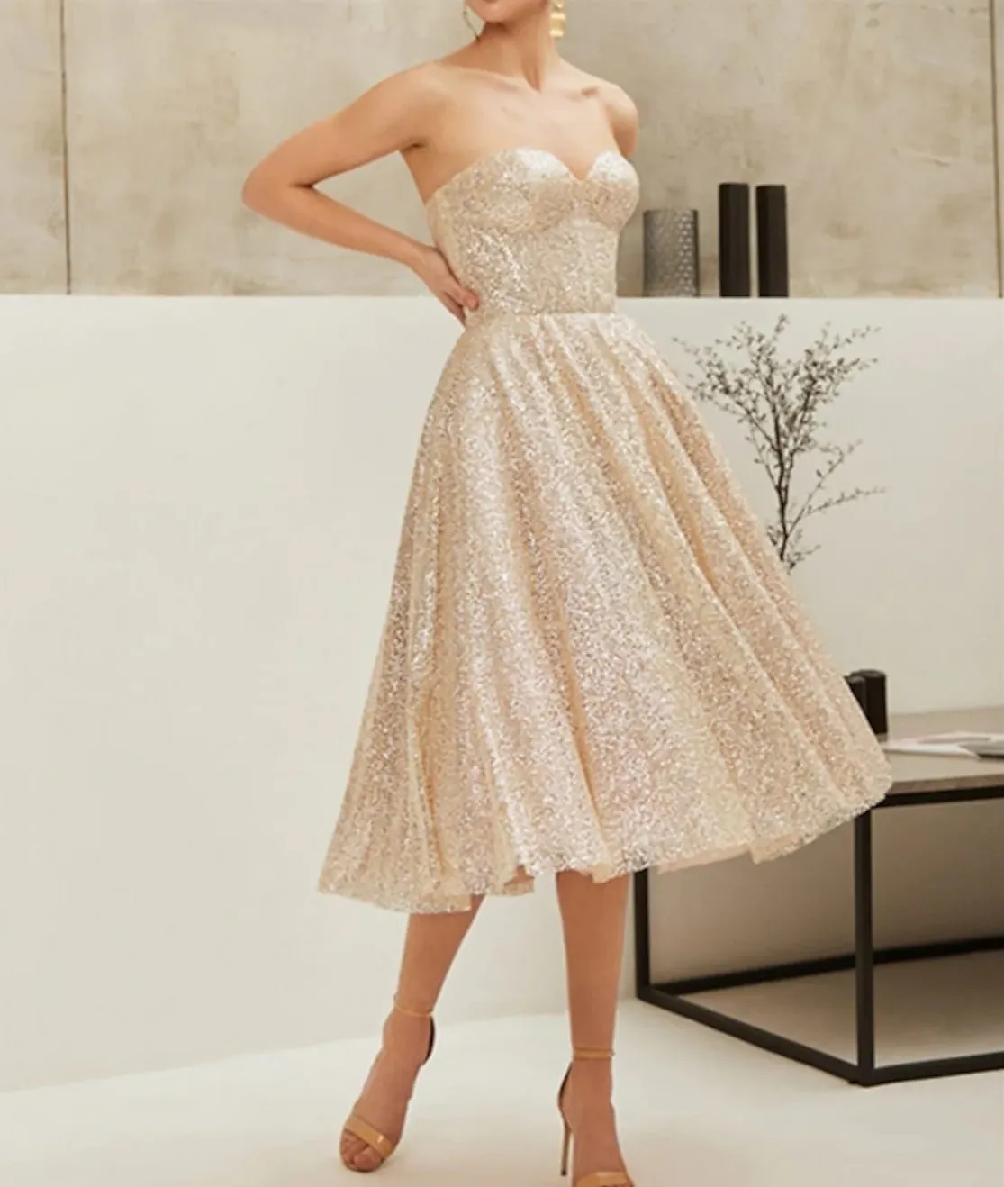 glitter prom dress short Attractive V-Neck Short Sleeves Sequins Sparkly Prom Dress for Black Girls Slay QP3103 US2 / Black main image 0