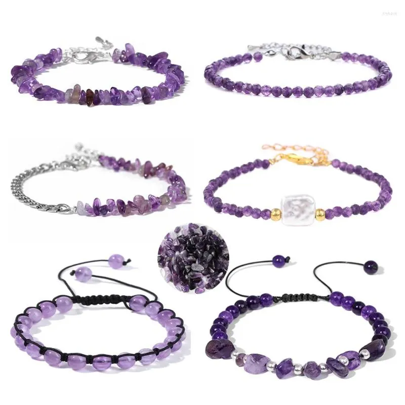 Strang Heilung natürliche Amethysten Armband Stein lila Kristall verstellbare elegante Energie Armreif für Frauen Schmuck Geschenk