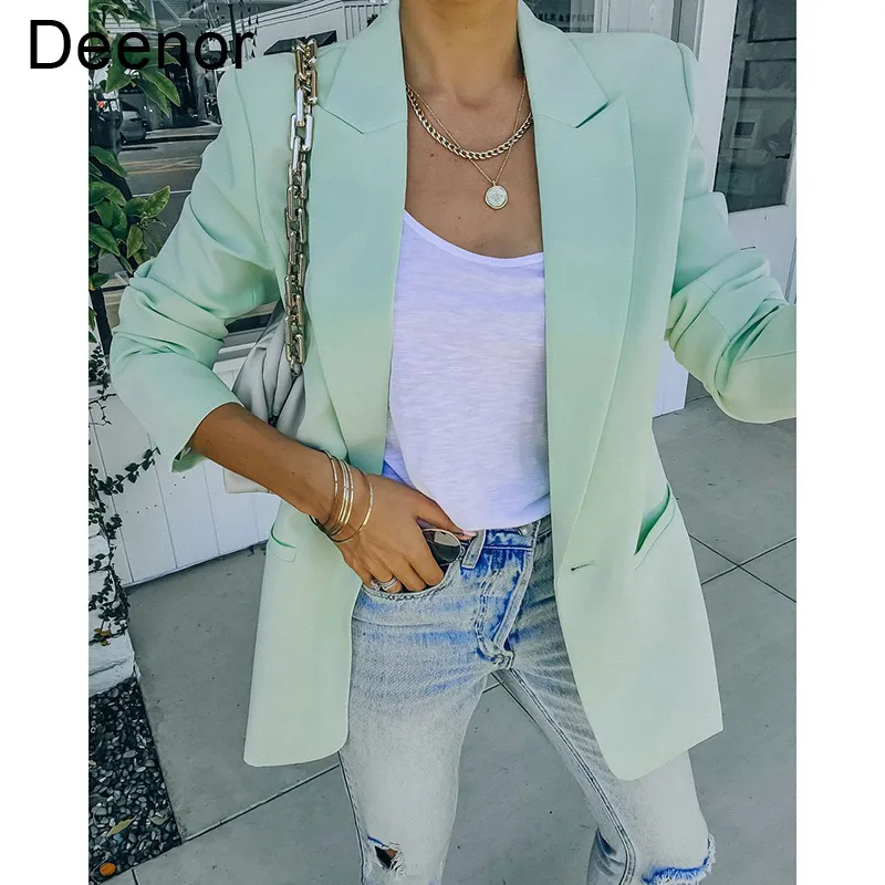 Women's Suits Blazers Deenor Summer One Button Female Suit Jacket Full Sleeve Outwear Chic Loose Spring Ol Femme Suit Women Blazer 230223