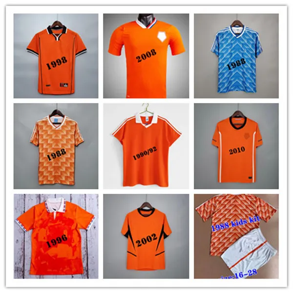 레트로 네덜란드 셔츠 1988 Gullit Home Away Jerseys van Basten Bergkamp V.Persie Koeman 빈티지 Holland 셔츠 클래식 셔츠 키트