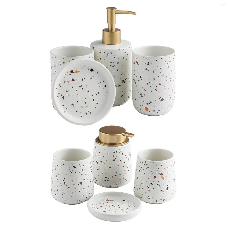 Set di accessori per il bagno Accessori per il bagno in ceramica Tazza per spazzolino Portasapone Bottiglia per lozione Bocca Roba essenziale per la decorazione