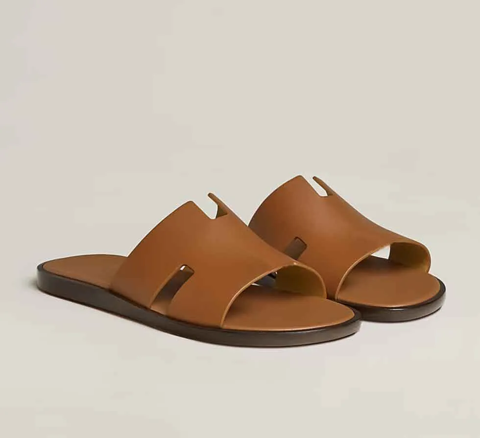 Bulk Genuine Leather Flats Izmir Sandal: Mens Summer Slippers