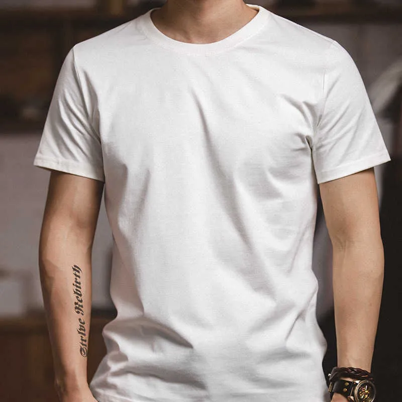 Men's T-Shirts 2022 Maden 2Pcs Solid Cotton Men's T-shirts Short-sleeved Round Neck Black White T-Shirt Classic Version Solid Clothing Trendy G230222