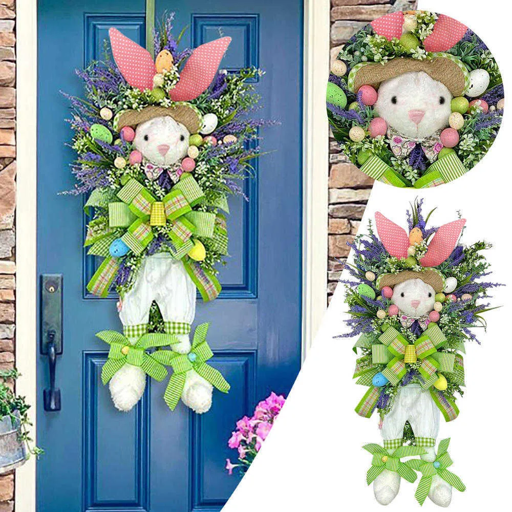 Party Decoration 2023 Happy Easter Door Hanging Sign Bunny Pendant Ornament för heminredning Kransförsörjning Y2302