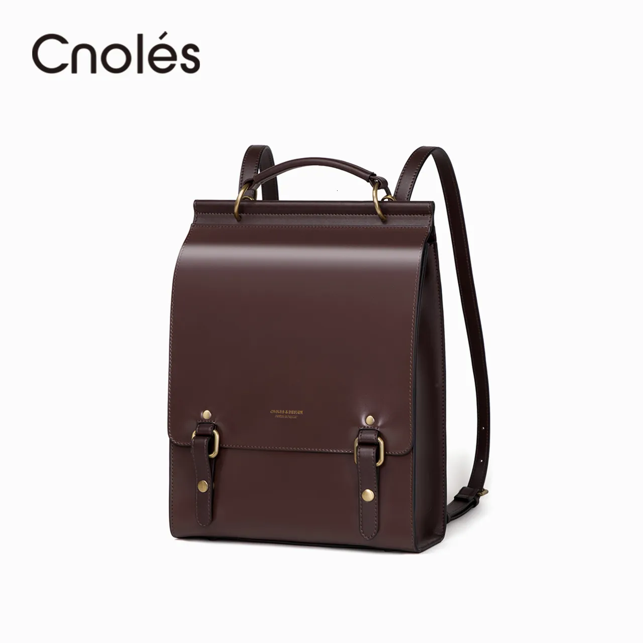 Bolsos de cintura Cnole Split Mochilas de cuero Monedero Hombro Mujer Vintage Mochila de viaje Casual School College Book Bag para niñas 230223