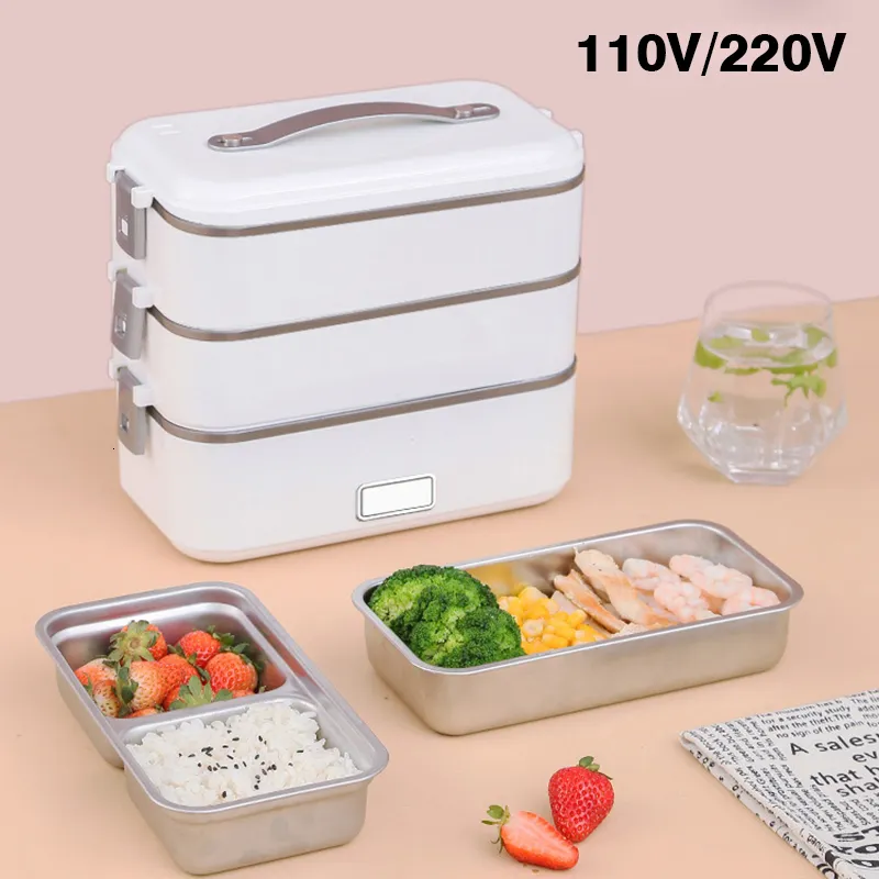 Elektrische verwarmde lunchboxen 110V220V voedselcontainer draagbare verwarming isolatie Dinware opslag bento 23022222