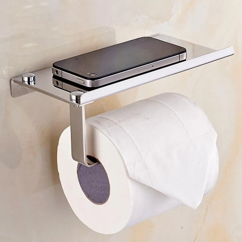 Suportes de papel higiênico portão de aço inoxidável Banheiro Phone Phone Mount Mound Phones celular Acessórios para rack de toalhas